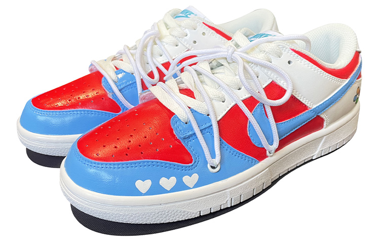 Lookbook 【定製球鞋】Nike Dunk Low Retro 遊戲機 復古配色 移動按鈕 童趣 解構風 手繪塗鴉 低幫 板鞋 男款 藍白紅