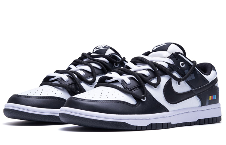 Lookbook [Zapatillas Personalizadas] Nike Dunk Low Retro 'Gameboy Pixel Blanco Negro' DJ6188-002(TeamR-男款像素)