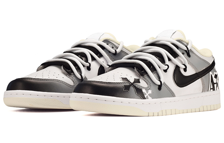 Lookbook 나이키 덩크 로우 레트로 '고딕 그라데이션 코코넛 밀크' (커스텀) DJ6188-100(TeamE-男款字母渐变黑灰)