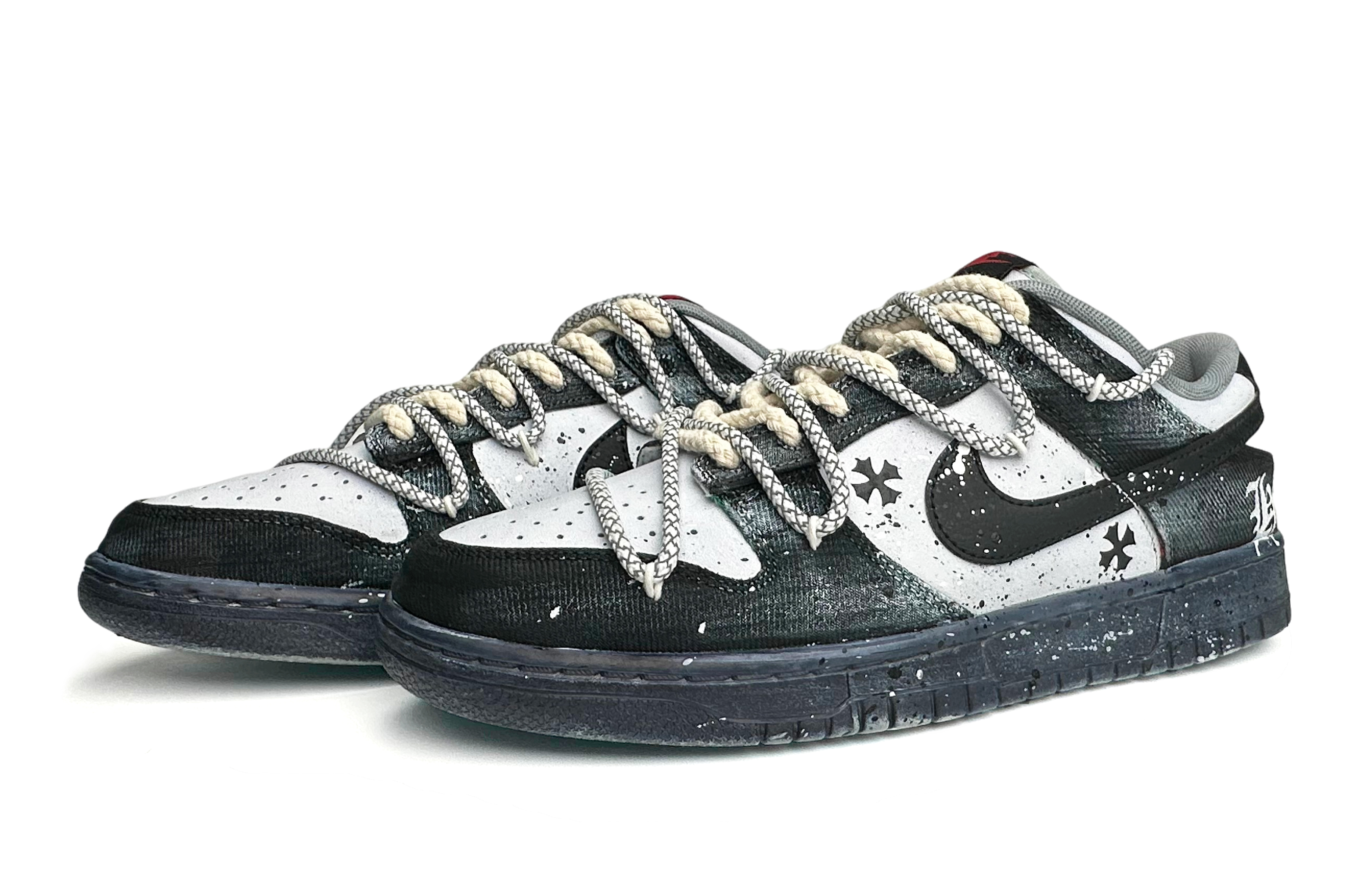 Lookbook 나이키 덩크 로우 레트로 '고딕 타이다이 그레이 블랙' (커스텀) DV0827-100(Team87-暗黑哥特男款灰黑)