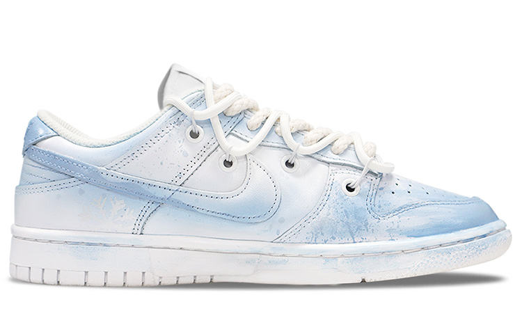 Order [カスタムシューズ] ナイキ ダンク ロー レトロ 'グラデーションペイント白青' DJ6188-101(TeamTwo-男款解构雾霾蓝雪花)