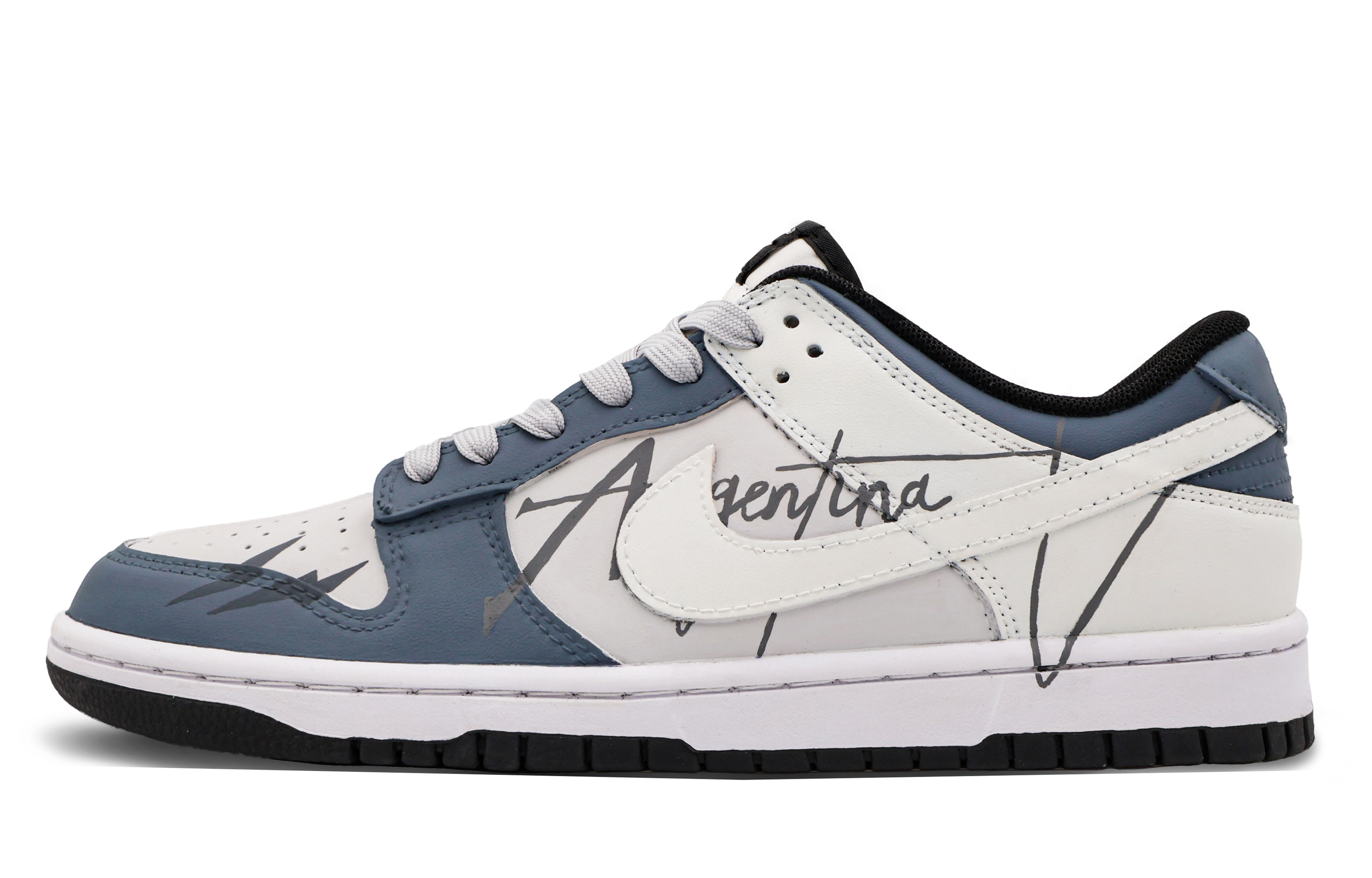 Buy [Sepatu Custom] Nike Dunk Low Retro 'Abu Biru Putih' CW1590-100(Team53-女款无月夜S-BOX)