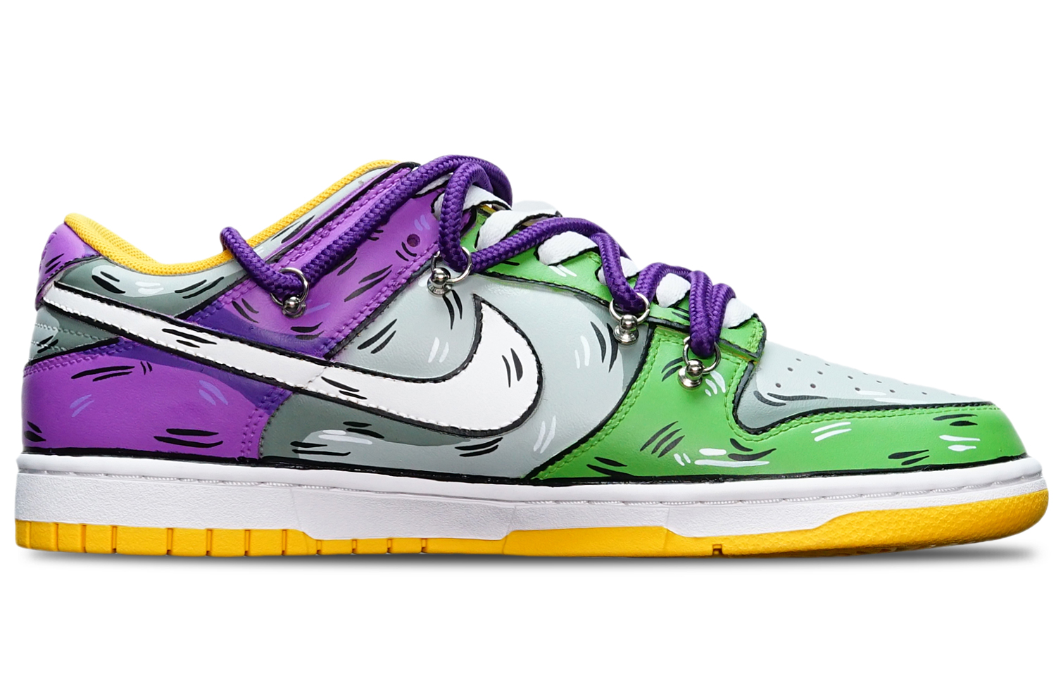 Order ナイキ ダンク ロー レトロ "緑灰紫シャークスウッシュ" DD1391-702(TeamT-鲨鱼绿灰紫S-BOX)