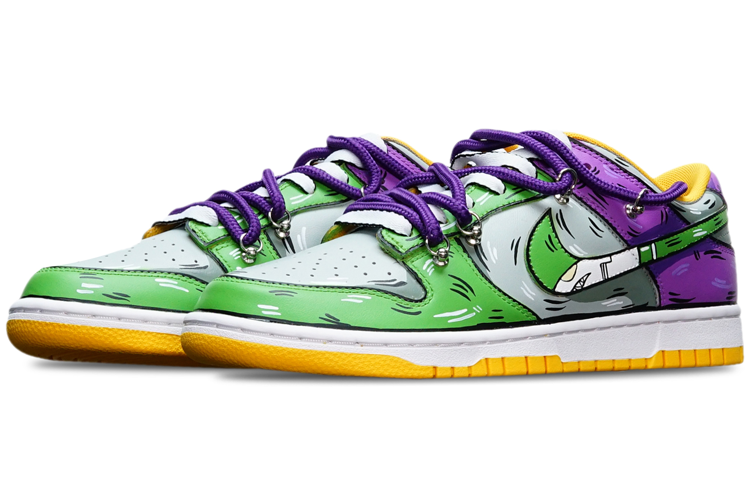 Lookbook ナイキ ダンク ロー レトロ "緑灰紫シャークスウッシュ" DD1391-702(TeamT-鲨鱼绿灰紫S-BOX)