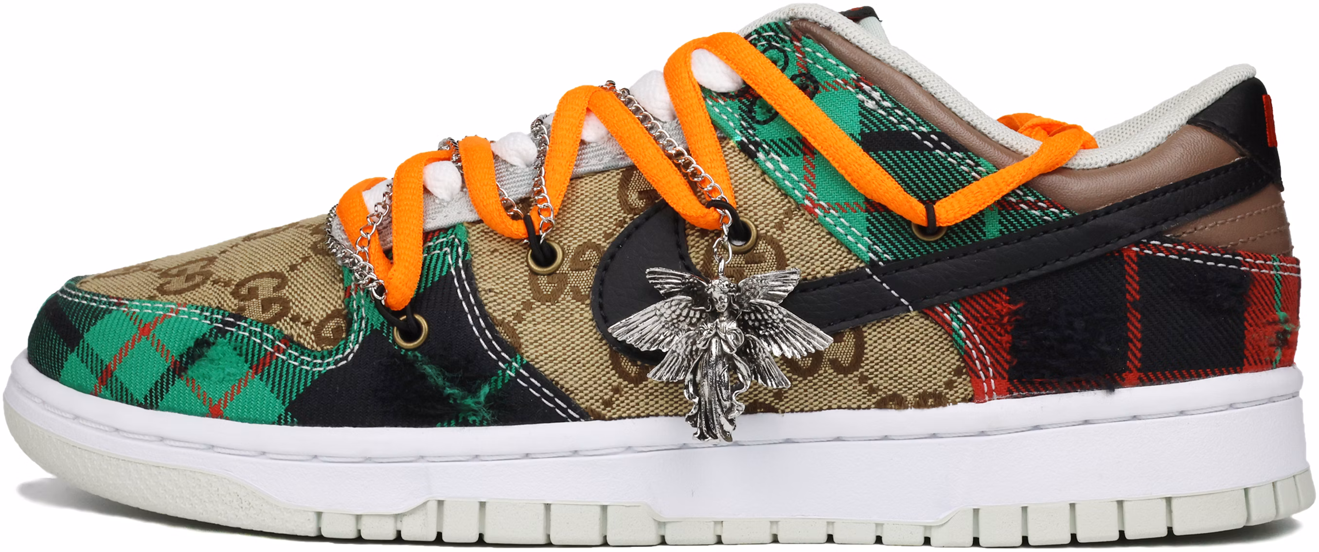 custom-shoes-nike-dunk-low-retro-green-plaid-deconstructed