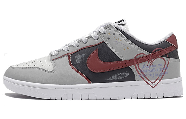 Buy 【定製球鞋】Nike Dunk Low Retro 秋冬穿搭 復古風 怦然心動 愛心 復古 休閒 低幫 板鞋 男款 灰黑紅