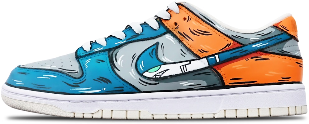 【客製化球鞋】Nike Dunk Low Retro 二次元線條 鯊魚導彈 限量特殊鞋盒 低幫 板鞋 男款 灰藍橙 Buy 【客製化球鞋】Nike Dunk Low Retro 二次元線條 鯊魚導彈 限量特殊鞋盒 低幫 板鞋 男款 灰藍橙