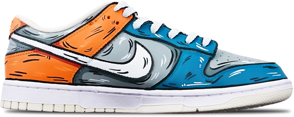 【客製化球鞋】Nike Dunk Low Retro 二次元線條 鯊魚導彈 限量特殊鞋盒 低幫 板鞋 男款 灰藍橙 Order 【客製化球鞋】Nike Dunk Low Retro 二次元線條 鯊魚導彈 限量特殊鞋盒 低幫 板鞋 男款 灰藍橙