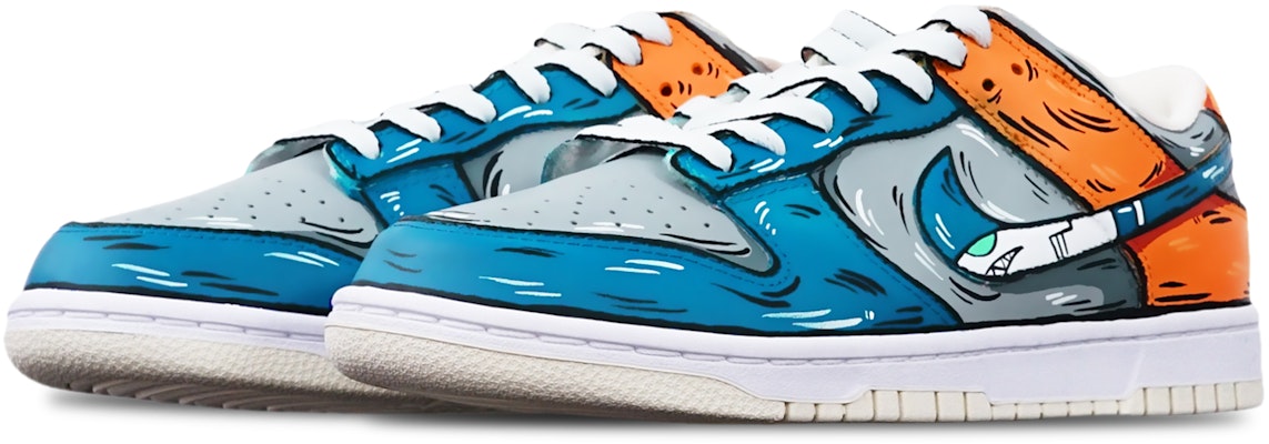 【客製化球鞋】Nike Dunk Low Retro 二次元線條 鯊魚導彈 限量特殊鞋盒 低幫 板鞋 男款 灰藍橙 Lookbook 【客製化球鞋】Nike Dunk Low Retro 二次元線條 鯊魚導彈 限量特殊鞋盒 低幫 板鞋 男款 灰藍橙