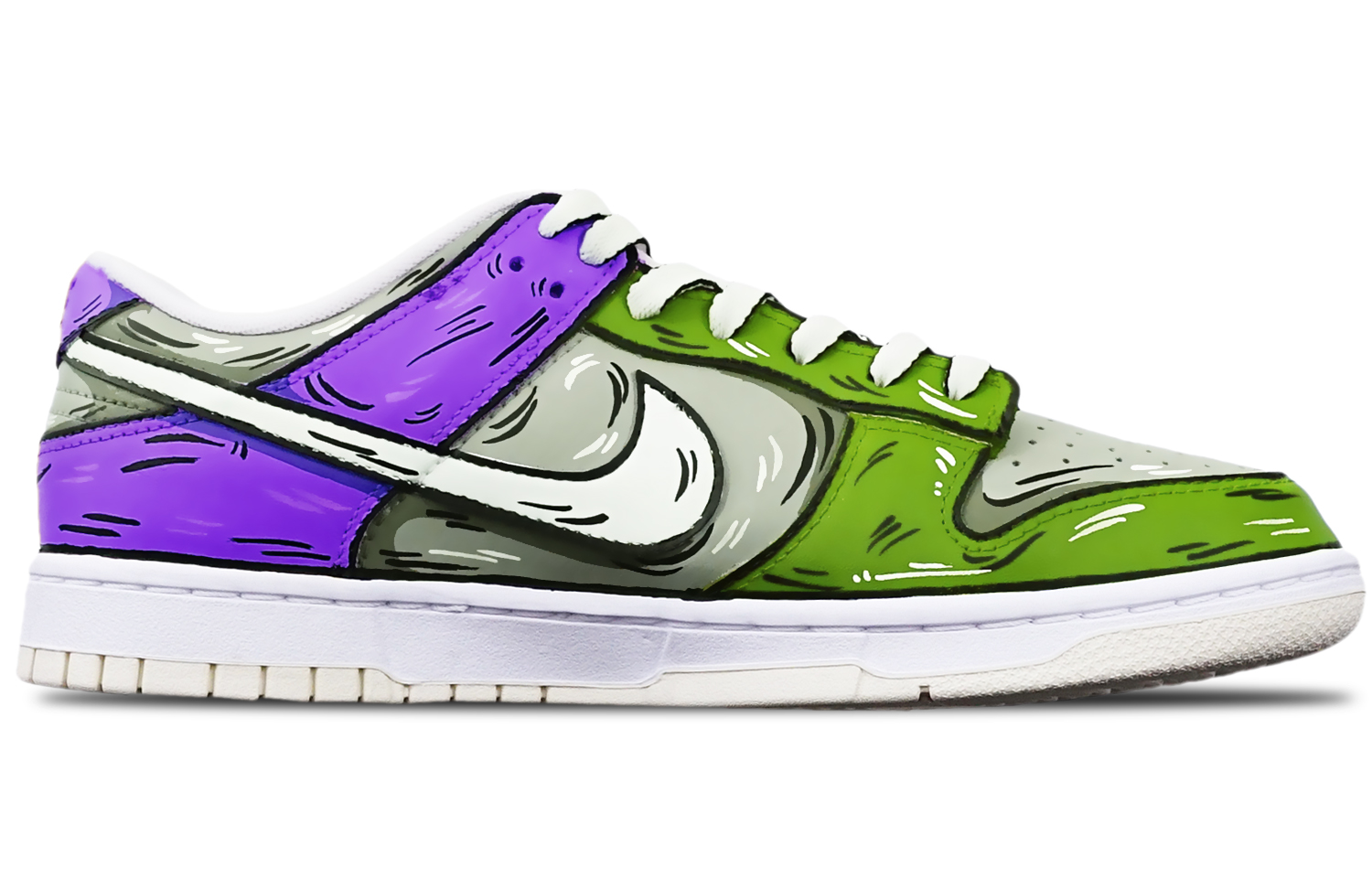 Order [Zapatos Personalizados] Nike Dunk Low Retro 'Gris Verde Morado' DJ6188-100(TeamT-鲨鱼灰绿紫S-BOX)