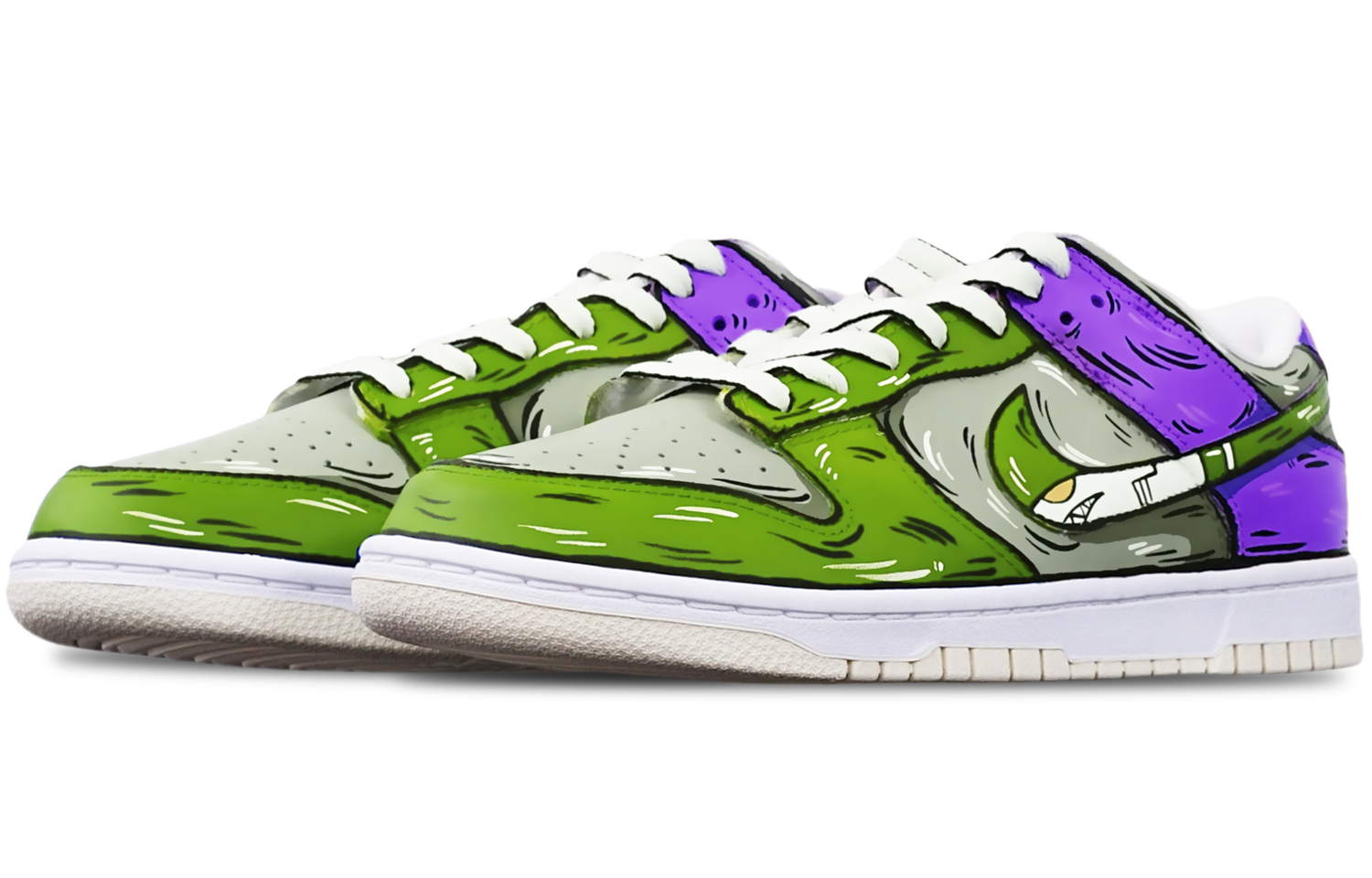 Lookbook [Zapatos Personalizados] Nike Dunk Low Retro 'Gris Verde Morado' DJ6188-100(TeamT-鲨鱼灰绿紫S-BOX)