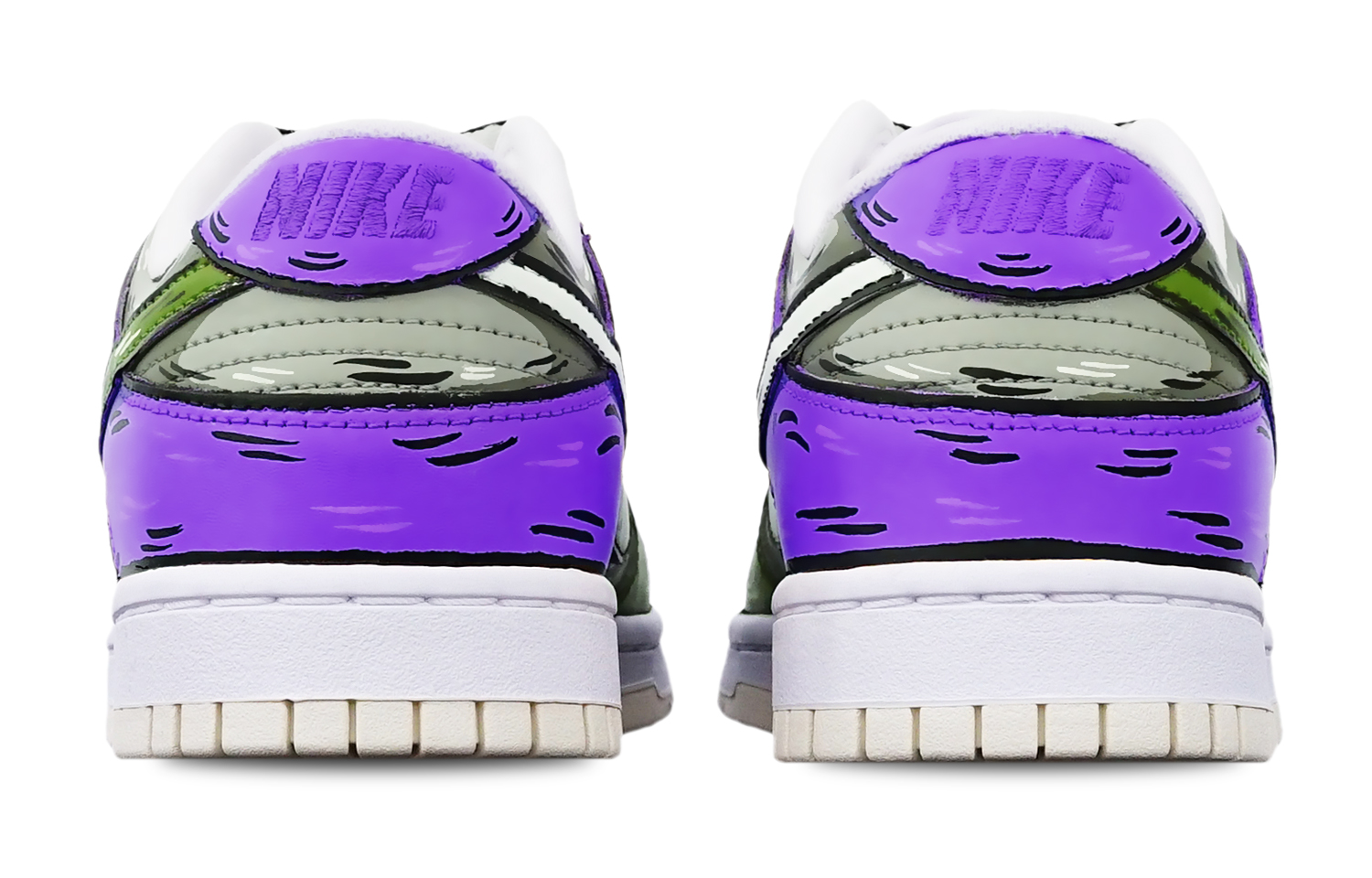 Shop [Zapatos Personalizados] Nike Dunk Low Retro 'Gris Verde Morado' DJ6188-100(TeamT-鲨鱼灰绿紫S-BOX)