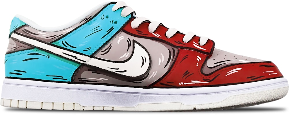 【定製球鞋】Nike Dunk Low Retro 二次元線條 鯊魚導彈 限量特殊鞋盒 低幫 板鞋 男款 灰紅藍 Order 【定製球鞋】Nike Dunk Low Retro 二次元線條 鯊魚導彈 限量特殊鞋盒 低幫 板鞋 男款 灰紅藍