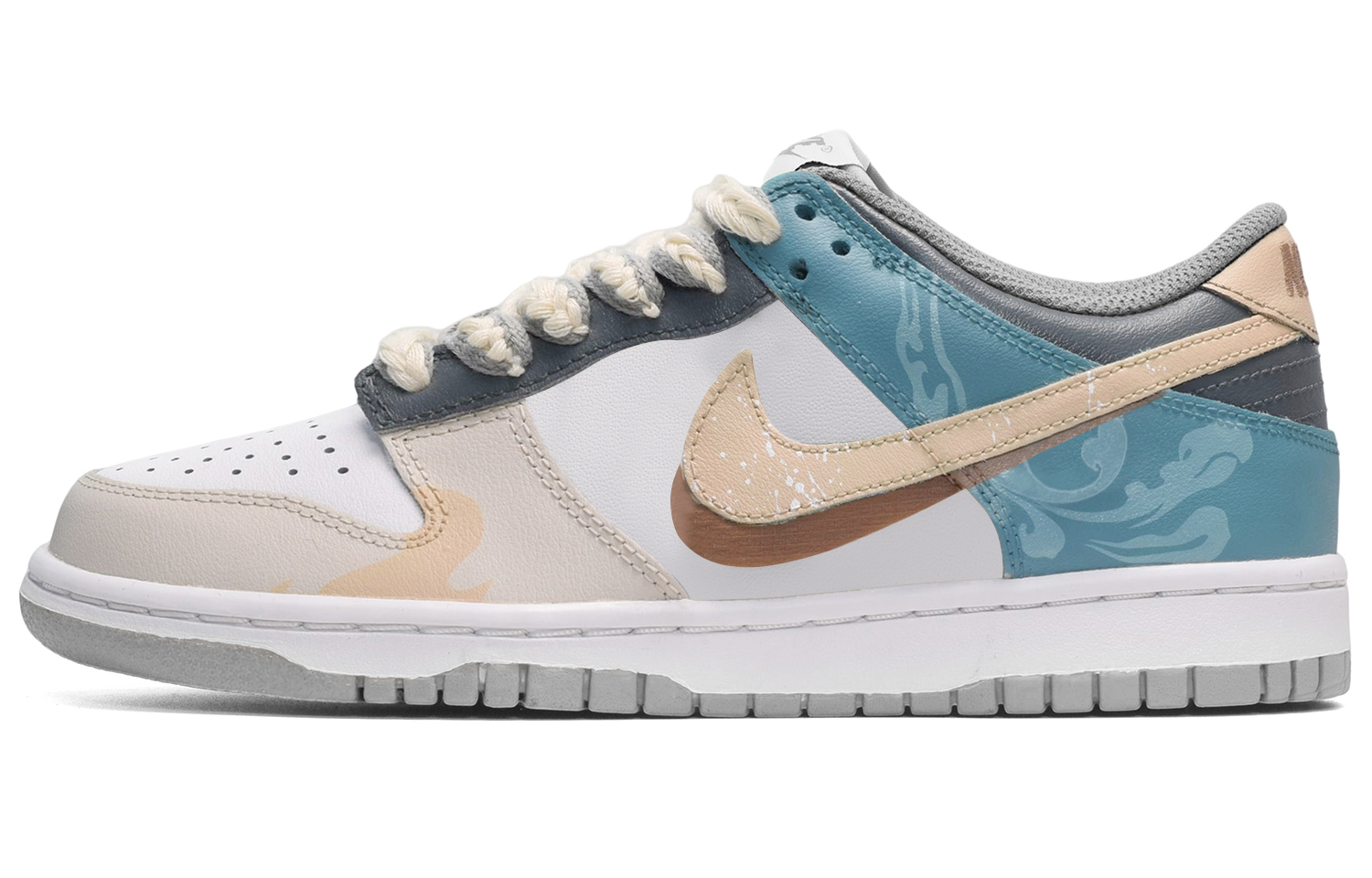 Buy カスタム ダンク ロー "グレー/白/青" DJ6188-003(TeamE-男款潮流印花灰白蓝BOX)