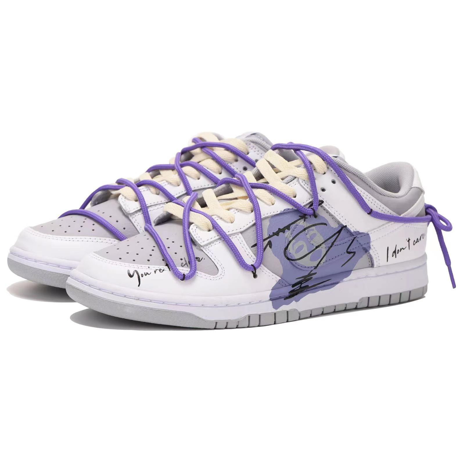 Lookbook [Sepatu Kustom] Nike Dunk Low Retro 'Abu Putih Ungu Grafiti' DJ6188-003(Team32男款复古涂鸦)