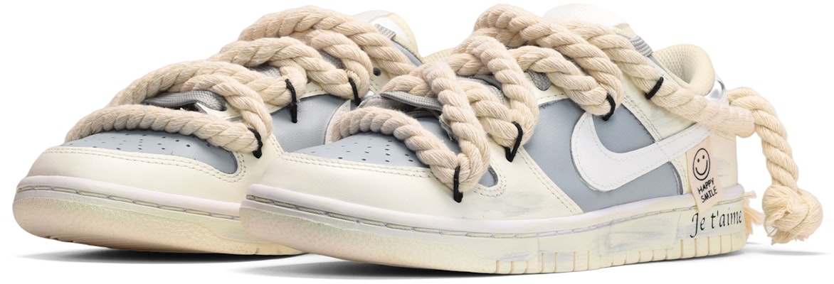 【カスタムシューズ】ナイキ ダンク ロー レトロ『グレー ホワイト イエロー - スマイリーフェイス』 DJ6188-100(TeamE-男款麻绳笑脸灰白黄) Lookbook 【カスタムシューズ】ナイキ ダンク ロー レトロ『グレー ホワイト イエロー - スマイリーフェイス』 DJ6188-100(TeamE-男款麻绳笑脸灰白黄)