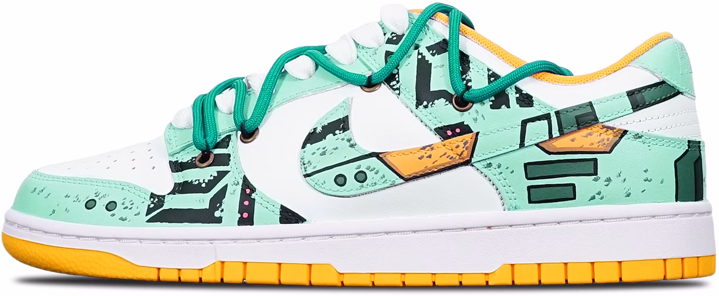 custom-shoes-nike-dunk-low-retro-gundam-cyberpunk-deconstructed-green-white