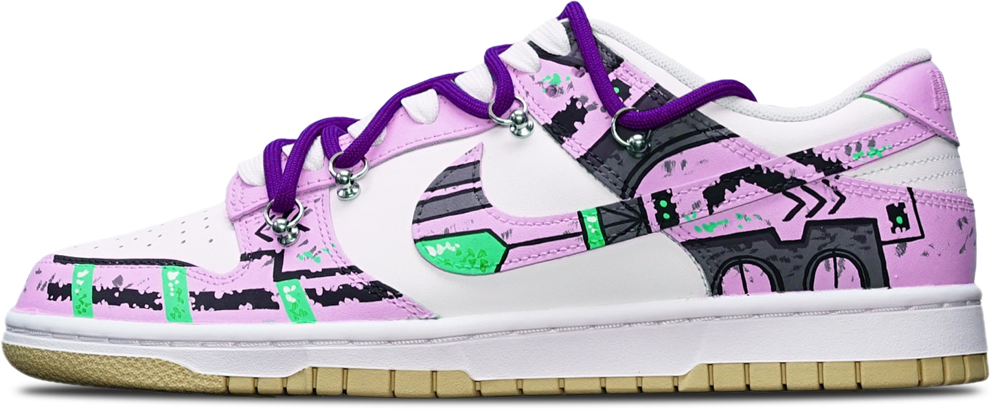 custom-shoes-nike-dunk-low-retro-gundam-cyberpunk-deconstructed-red-purple-white