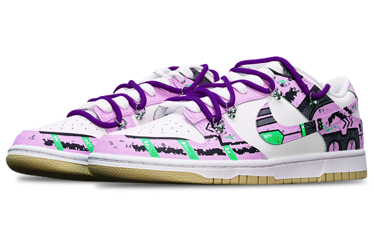 Lookbook Nike Dunk Low Retro Gundam Cyberpunk Rojo Morado DV0833-100(TeamT-战损III红紫S-BOX)