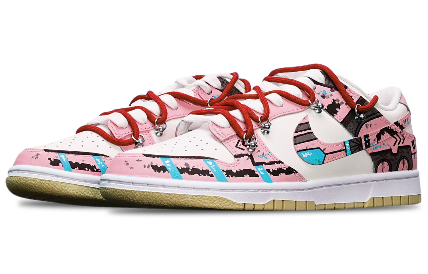 Lookbook カスタム ダンク ロー レトロ "ガンダムピンク/ホワイト" DV0833-100(TeamT-战损III粉白S-BOX)