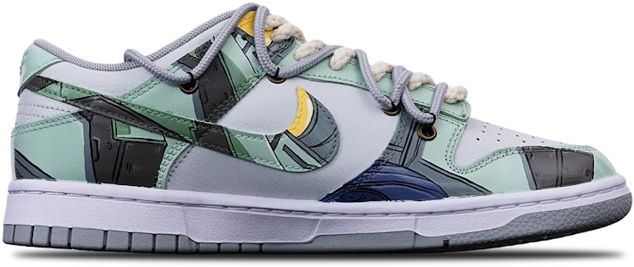 【定制球鞋】 Nike Dunk Low Retro 機械扎古 Vibe風 解構 復古 低幫 板鞋 男款 白灰綠 特殊鞋盒 Order 【定制球鞋】 Nike Dunk Low Retro 機械扎古 Vibe風 解構 復古 低幫 板鞋 男款 白灰綠 特殊鞋盒