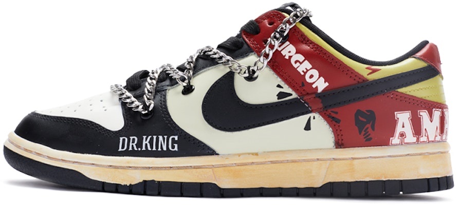 【定製球鞋】 Nike Dunk Low Retro 姜戈 手繪噴繪鏈條鞋帶 低幫 板鞋 男款 黑紅 Buy 【定製球鞋】 Nike Dunk Low Retro 姜戈 手繪噴繪鏈條鞋帶 低幫 板鞋 男款 黑紅