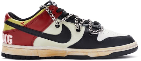 【定製球鞋】 Nike Dunk Low Retro 姜戈 手繪噴繪鏈條鞋帶 低幫 板鞋 男款 黑紅 Order 【定製球鞋】 Nike Dunk Low Retro 姜戈 手繪噴繪鏈條鞋帶 低幫 板鞋 男款 黑紅