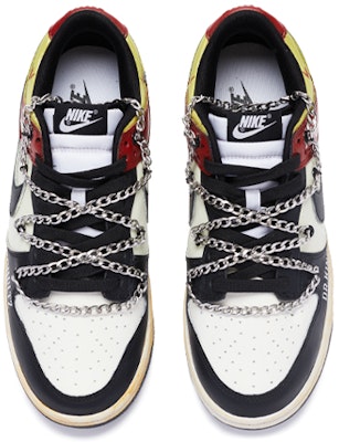 【定製球鞋】 Nike Dunk Low Retro 姜戈 手繪噴繪鏈條鞋帶 低幫 板鞋 男款 黑紅 Shop 【定製球鞋】 Nike Dunk Low Retro 姜戈 手繪噴繪鏈條鞋帶 低幫 板鞋 男款 黑紅