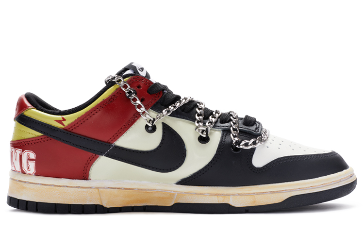 Order 【客製化球鞋】 Nike Dunk Low Retro 姜戈 特殊鞋盒 手繪噴繪鍊條鞋帶 低幫 板鞋 男款 黑白紅