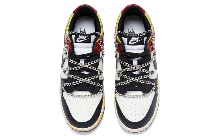 Shop 【客製化球鞋】 Nike Dunk Low Retro 姜戈 特殊鞋盒 手繪噴繪鍊條鞋帶 低幫 板鞋 男款 黑白紅