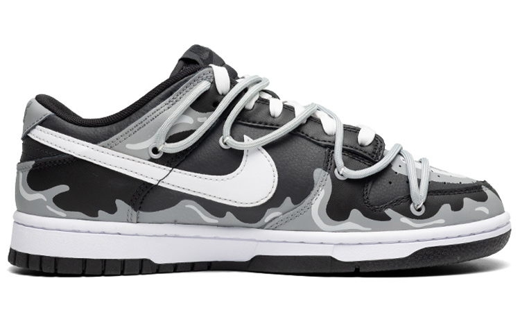 Order [定制鞋款] 耐克Dunk Low Retro '热血解构动漫火焰渐变' DJ6188-002(Teamfour-男款火浪黑白灰)