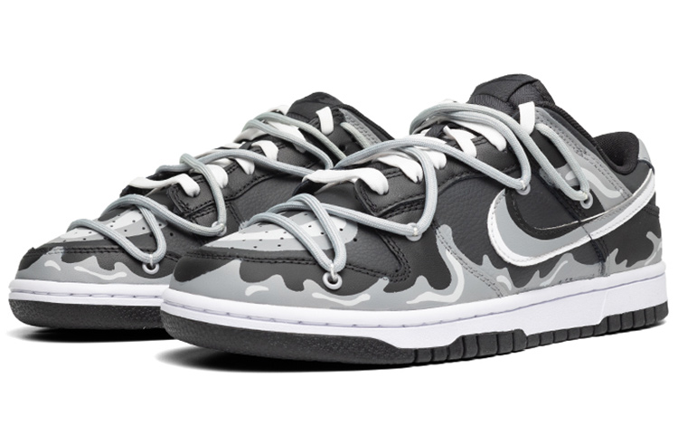 Lookbook [定制鞋款] 耐克Dunk Low Retro '热血解构动漫火焰渐变' DJ6188-002(Teamfour-男款火浪黑白灰)