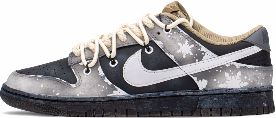 【定制球鞋】Nike Dunk Low Retro 冰雪做舊 解構鞋帶 低幫 板鞋 男款 黑灰 特殊鞋盒 Buy 【定制球鞋】Nike Dunk Low Retro 冰雪做舊 解構鞋帶 低幫 板鞋 男款 黑灰 特殊鞋盒