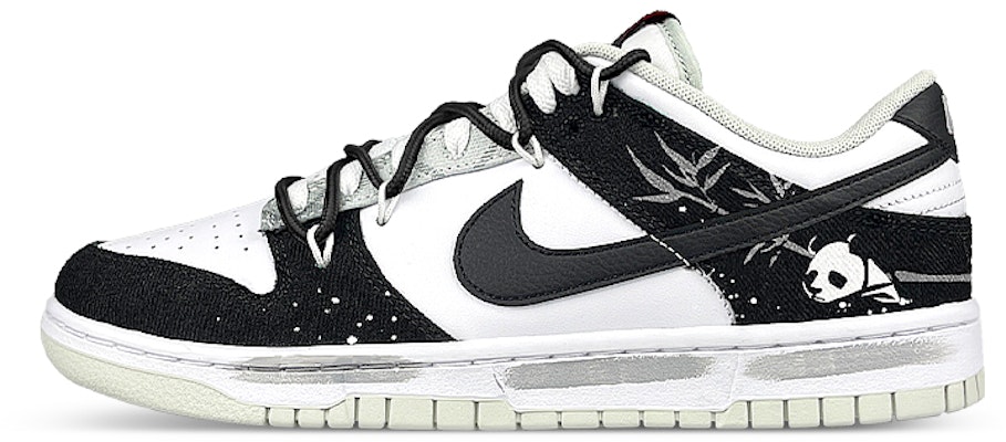 【訂製球鞋】Nike Dunk Low Retro 禮盒 國風 水墨竹 熊貓解構 潑墨 低筒 板鞋 男款 黑白 Buy 【訂製球鞋】Nike Dunk Low Retro 禮盒 國風 水墨竹 熊貓解構 潑墨 低筒 板鞋 男款 黑白