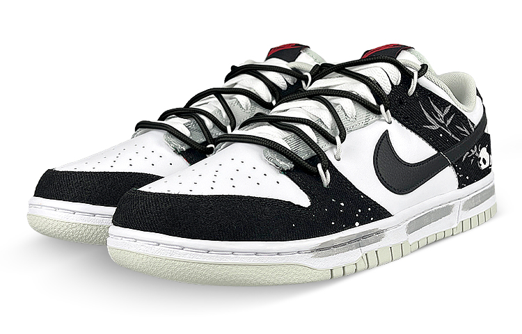 Lookbook 【訂製球鞋】Nike Dunk Low Retro 禮盒 國風 水墨竹 熊貓解構 潑墨 低筒 板鞋 男款 黑白