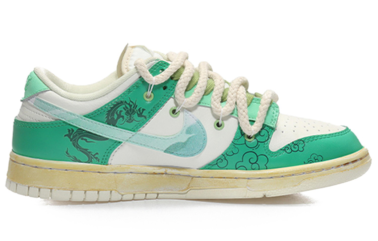 Order [Kasut Tersuai] Nike Dunk Low Retro 'Ink Dragon Peace Buckle' DJ6188-100(Team10-男款祥龙纹墨绿)