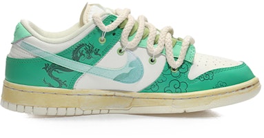 【訂製球鞋】 Nike Dunk Low Retro 水墨祥龍紋 解構做舊 中國風 平安扣掛墜 復古 休閒 低幫 板鞋 男款 墨綠 Order 【訂製球鞋】 Nike Dunk Low Retro 水墨祥龍紋 解構做舊 中國風 平安扣掛墜 復古 休閒 低幫 板鞋 男款 墨綠