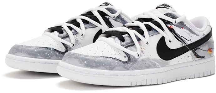【定制球鞋】Nike Dunk Low Retro 水墨丹青 中國風 解構鞋帶 手繪噴繪 低幫 板鞋 男款 黑色 Lookbook 【定制球鞋】Nike Dunk Low Retro 水墨丹青 中國風 解構鞋帶 手繪噴繪 低幫 板鞋 男款 黑色