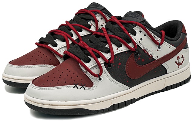 【定製球鞋】 Nike Dunk Low Retro 小丑 Joker 潑墨 手繪 復古 做舊 縫線 解構鞋帶 禮物 低幫 板鞋 男款 黑白紅 Lookbook 【定製球鞋】 Nike Dunk Low Retro 小丑 Joker 潑墨 手繪 復古 做舊 縫線 解構鞋帶 禮物 低幫 板鞋 男款 黑白紅