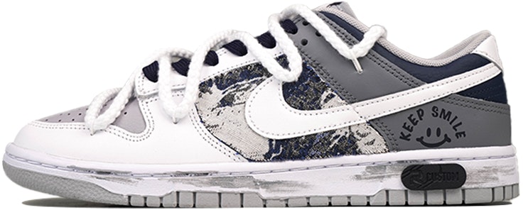 custom-shoes-nike-dunk-low-retro-keep-smile-grey-denim-patchwork