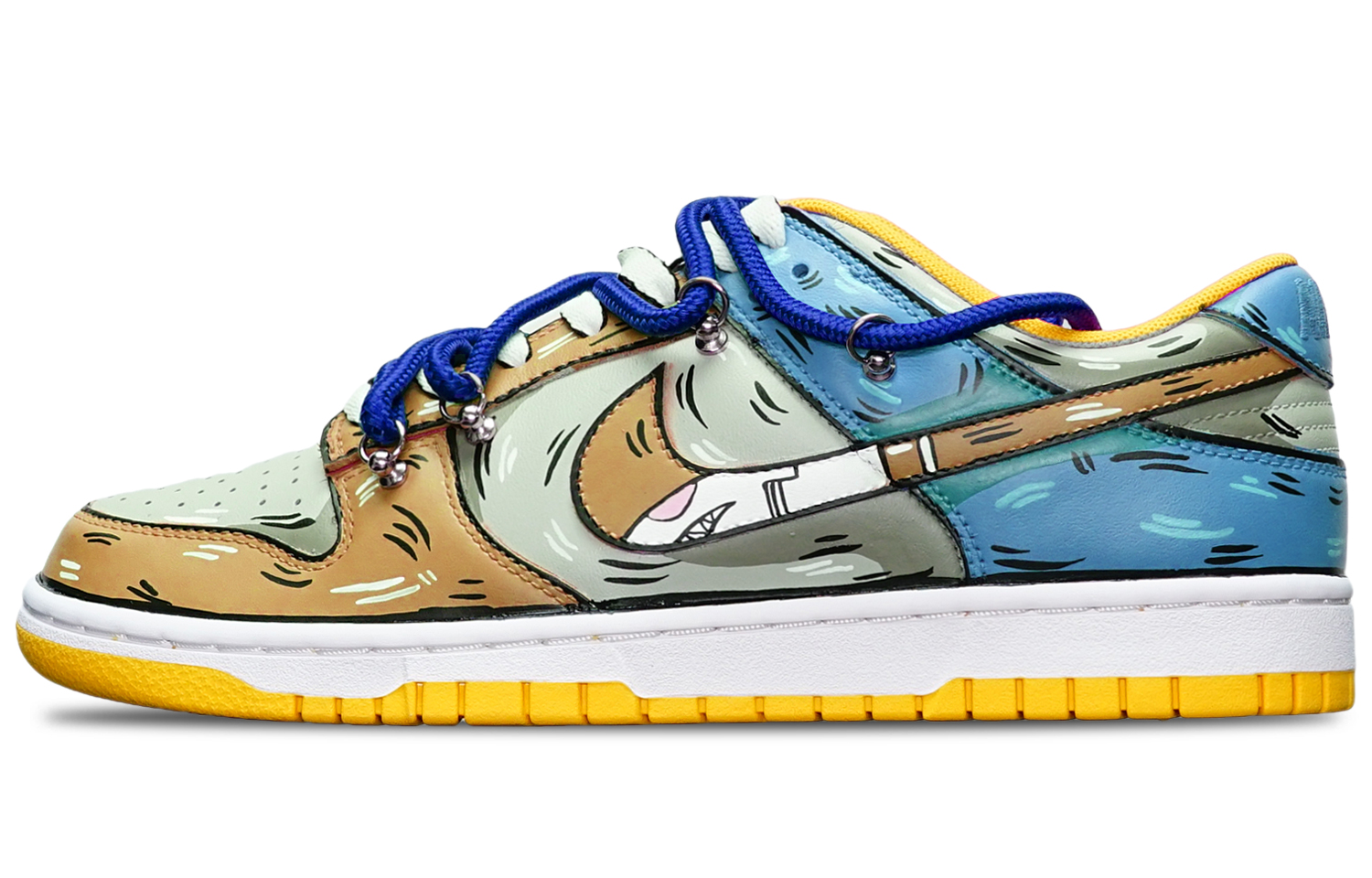 Buy 【訂製球鞋】Nike Dunk Low Retro二次元色塊 深海鯊魚 解構式雙鞋帶 限量鞋盒 低筒 板鞋 男款 卡其灰藍