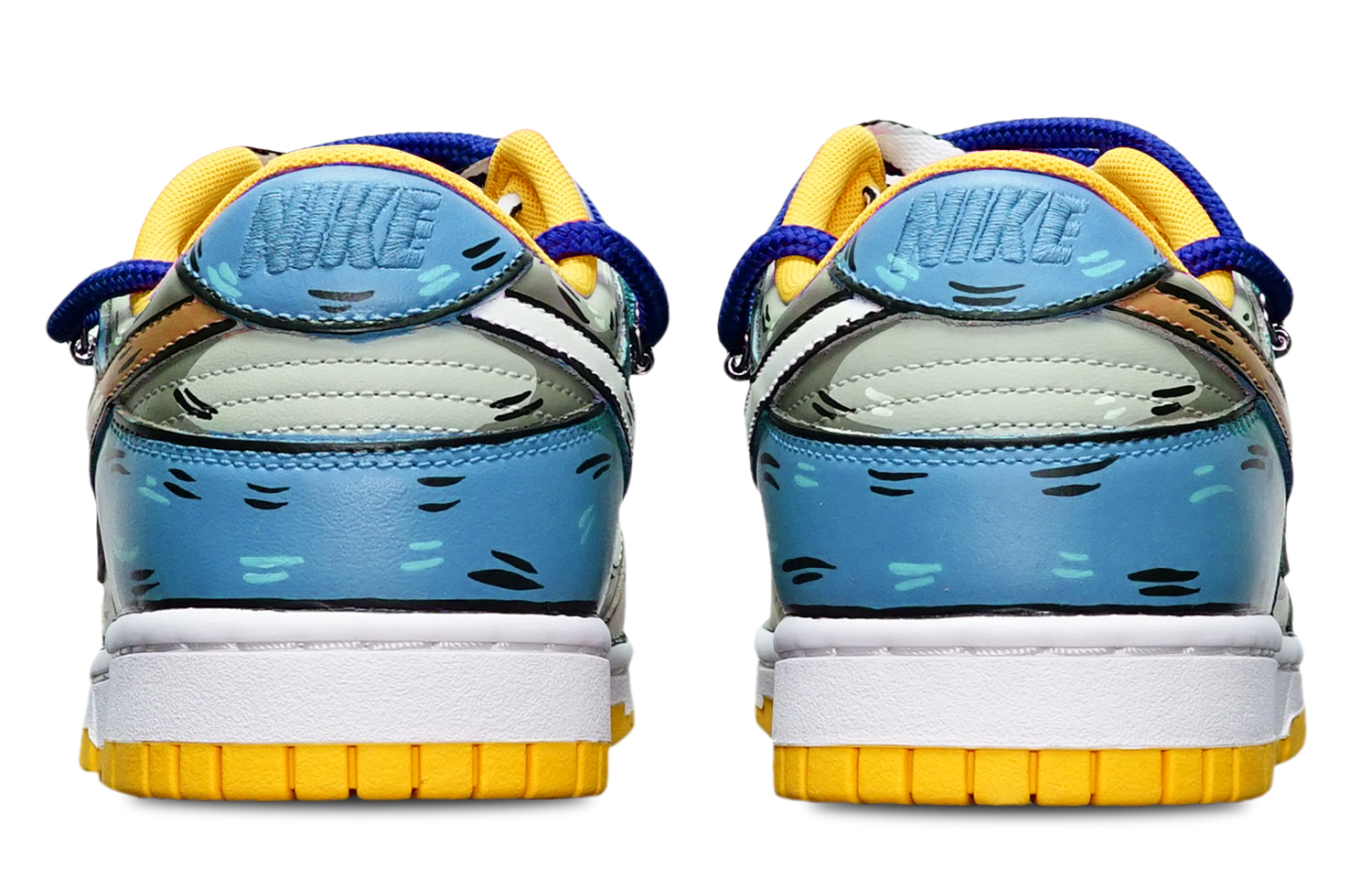 Shop 【訂製球鞋】Nike Dunk Low Retro二次元色塊 深海鯊魚 解構式雙鞋帶 限量鞋盒 低筒 板鞋 男款 卡其灰藍