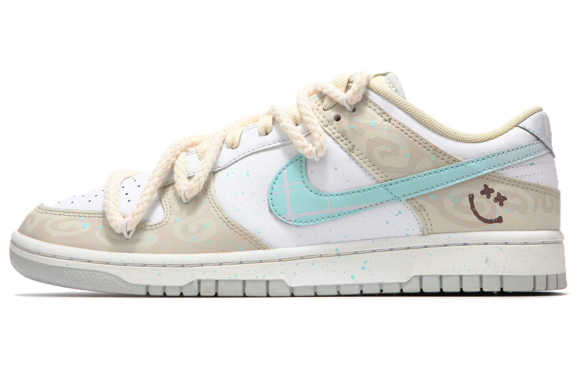 Buy 【定制球鞋】Nike Dunk 低筒復古 火心 沙丘圖騰 做舊氧化 漸變星輝 解構綁帶 潮流時尚 百搭 低筒 滑板鞋 男女同款 卡其色