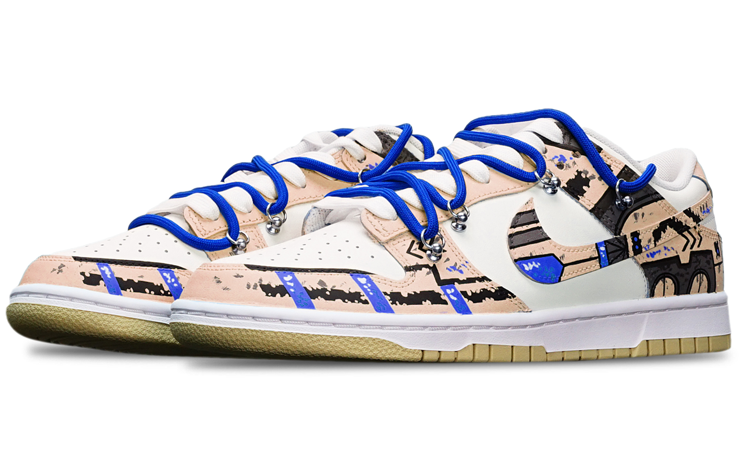 Lookbook 나이키 덩크 로우 레트로 '카키 화이트' 커스텀 DV0833-100(TeamT-战损III卡其S-BOX)