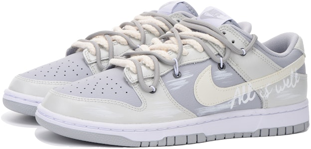 【定制球鞋】Nike Dunk Low Retro vibe風 解構 高街 低幫 板鞋 男款 淺灰 Lookbook 【定制球鞋】Nike Dunk Low Retro vibe風 解構 高街 低幫 板鞋 男款 淺灰