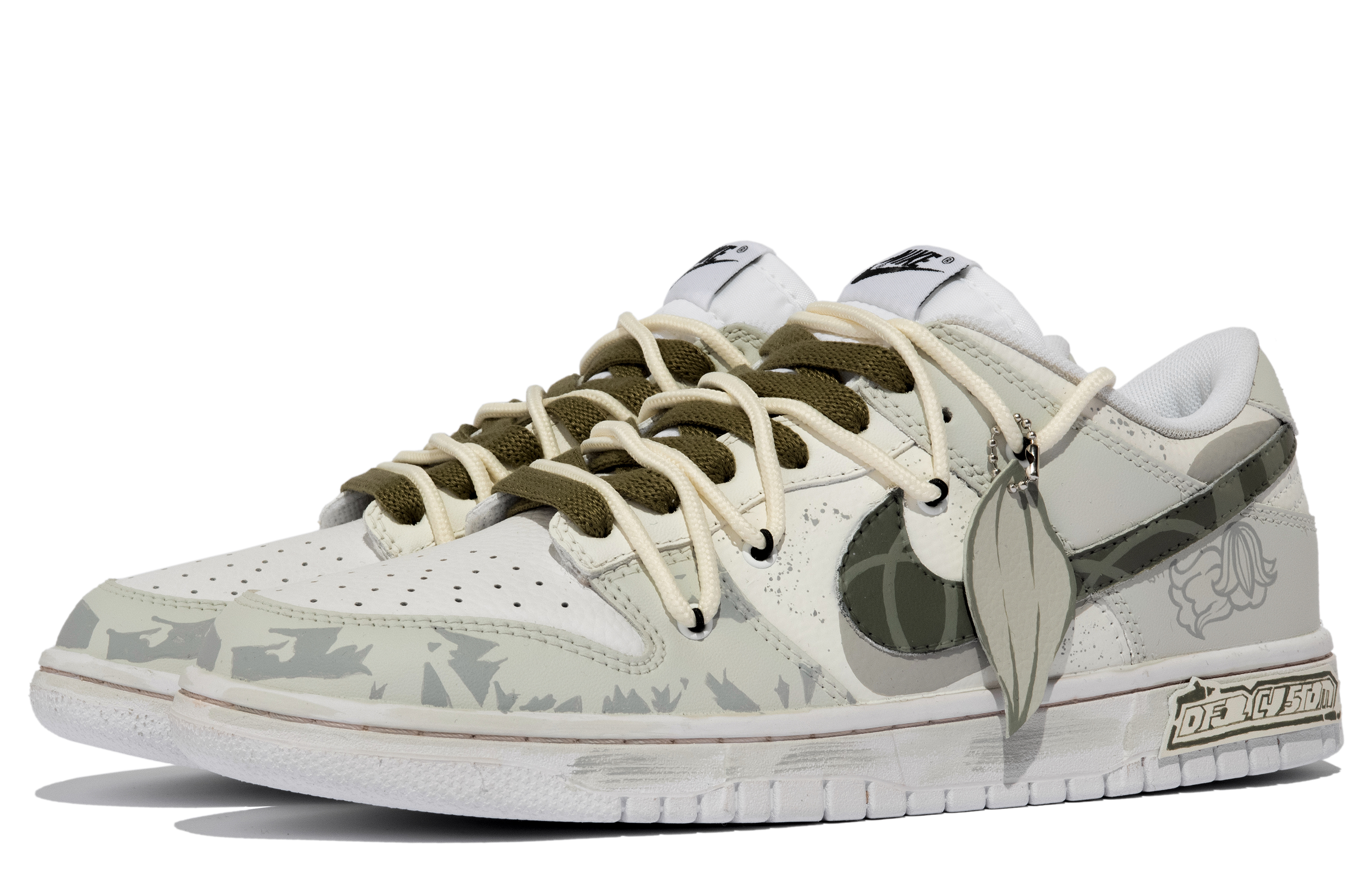 Lookbook [Kasut Custom] Nike Dunk Low Retro 'Lily of the Valley Kelabu Hijau' DJ6188-101(TeamM-男款叶舒xhzz)
