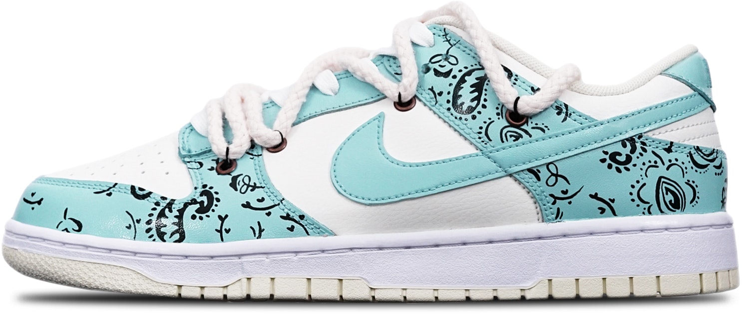 custom-shoes-nike-dunk-low-retro-macaron-paisley-green-white