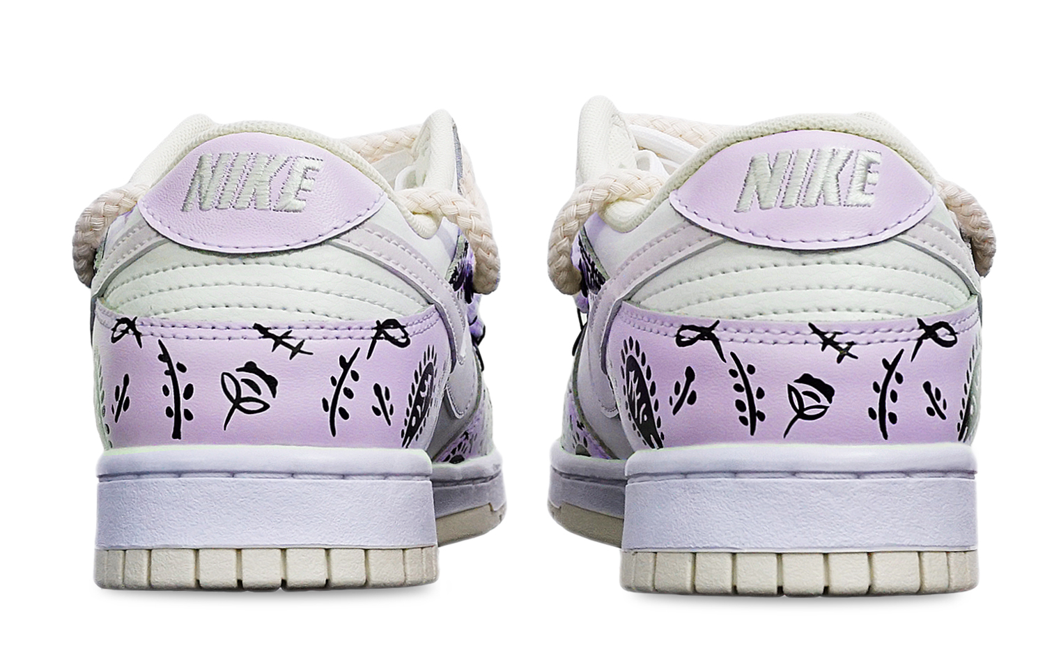 Shop [Sneakers Custom] Nike Dunk Low Retro 'Paisley Macaron Ungu-Putih' DJ6188-100(TeamT-腰果花粉紫白S-BOX)