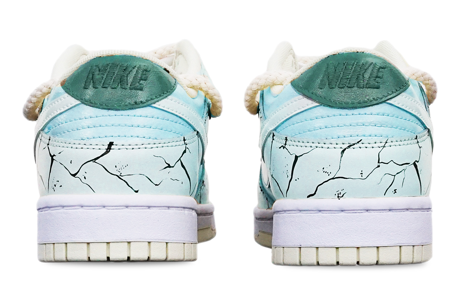 Shop [定制鞋] 耐克Dunk低帮复古'马卡龙粉蓝白' DJ6188-100(TeamT-爆裂纹粉蓝白S-BOX)