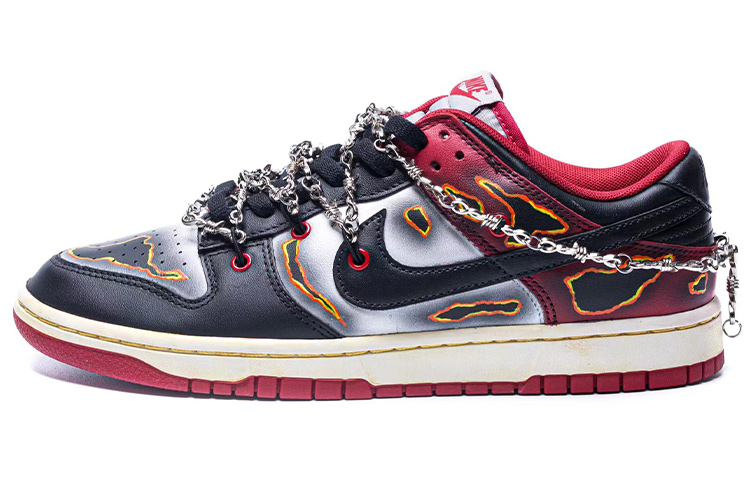 Buy [定制鞋] 耐克Dunk低帮复古 '中灰/校红' DD1391-002(Team1-男款燃烧做旧黑脚趾)